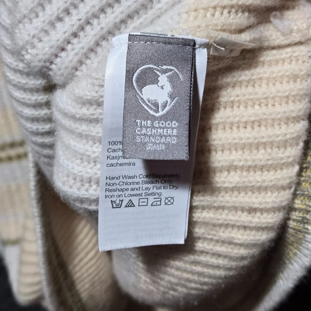 J. Crew Cashmere Ribbed Crewneck Sweatshirt‎ In Stripe S BF015 Pearl Oyster Ash